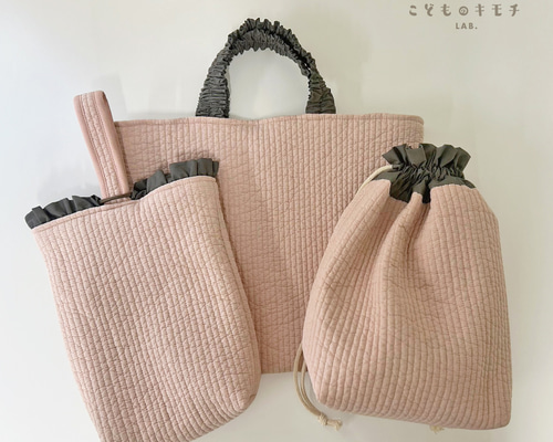 入園・入学3点セット * フリルハンドル*くしゅくしゅハンドル * ピンク