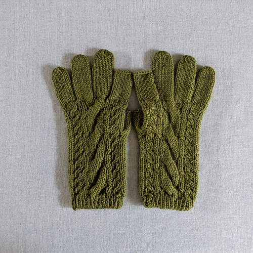 メリノウール100%スマホ対応手袋モスグリーン(男性用Mサイズ) 手袋