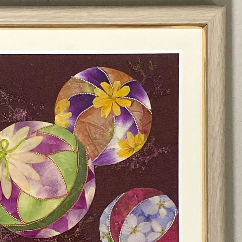 アンティーク☆銘入りの押し花天板テーブル 美しい押し花作品を惜しげ