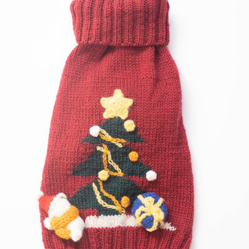 ☆犬服♪クリスマスモチーフ ウール100％手編みセーター 小型犬用㉕