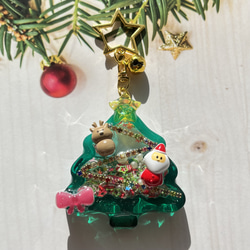 レジン シャカシャカ キーホルダー クリスマスツリー サンタ