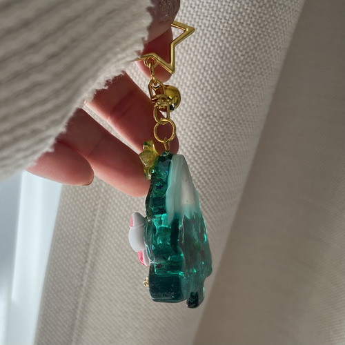レジン シャカシャカ キーホルダー クリスマスツリー サンタ トナカイ