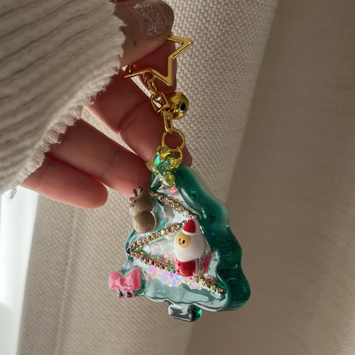 シマエナガ❁⃘*.゜レジンキークリップ クリスマス キークリップ とりさん 小鳥 鳥 シマエナガ 鍵 キーホルダー