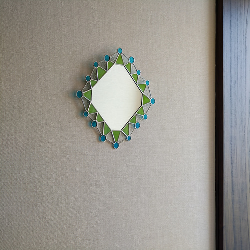 ギザギザにマルg＊ステンドグラスの鏡 その他インテリア雑貨 glassMA