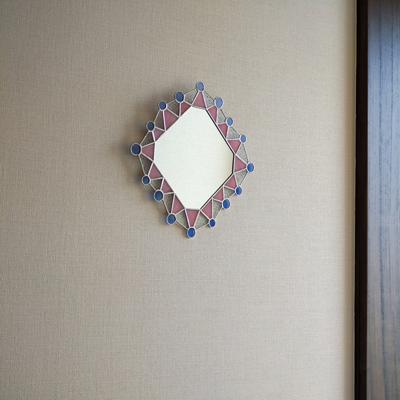 ギザギザにマルｐ＊ステンドグラスの鏡 3枚目の画像