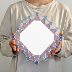 ギザギザにマルｐ＊ステンドグラスの鏡 5枚目の画像