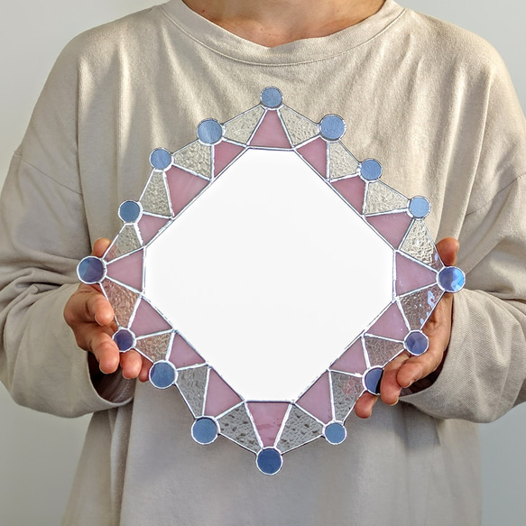 ギザギザにマルｐ＊ステンドグラスの鏡 5枚目の画像