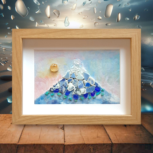 高評価レビュー 富士山と太陽〉シーグラスアート その他アート 通販 moon アート+エンタメ