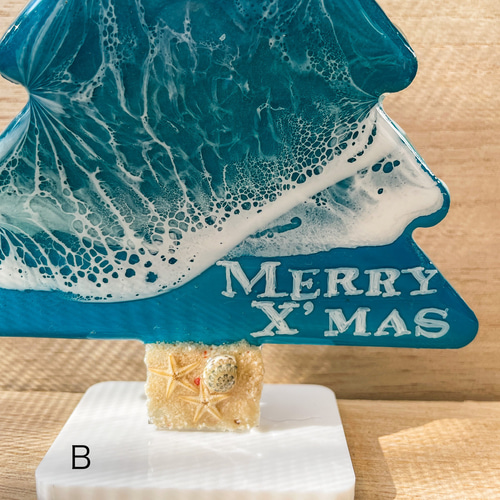 波アート アクリルパネルのクリスマスツリー☆エポキシレジン 立体