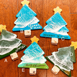 波アート アクリルパネルのクリスマスツリー☆エポキシレジン 立体