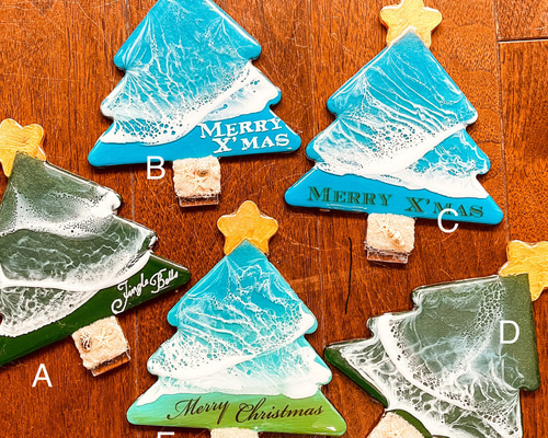 波アート アクリルパネルのクリスマスツリー☆エポキシレジン 立体