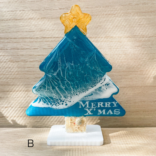 波アート アクリルパネルのクリスマスツリー☆エポキシレジン 立体