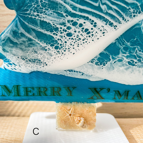 波アート アクリルパネルのクリスマスツリー☆エポキシレジン 立体