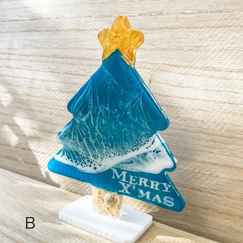 波アート アクリルパネルのクリスマスツリー☆エポキシレジン 立体