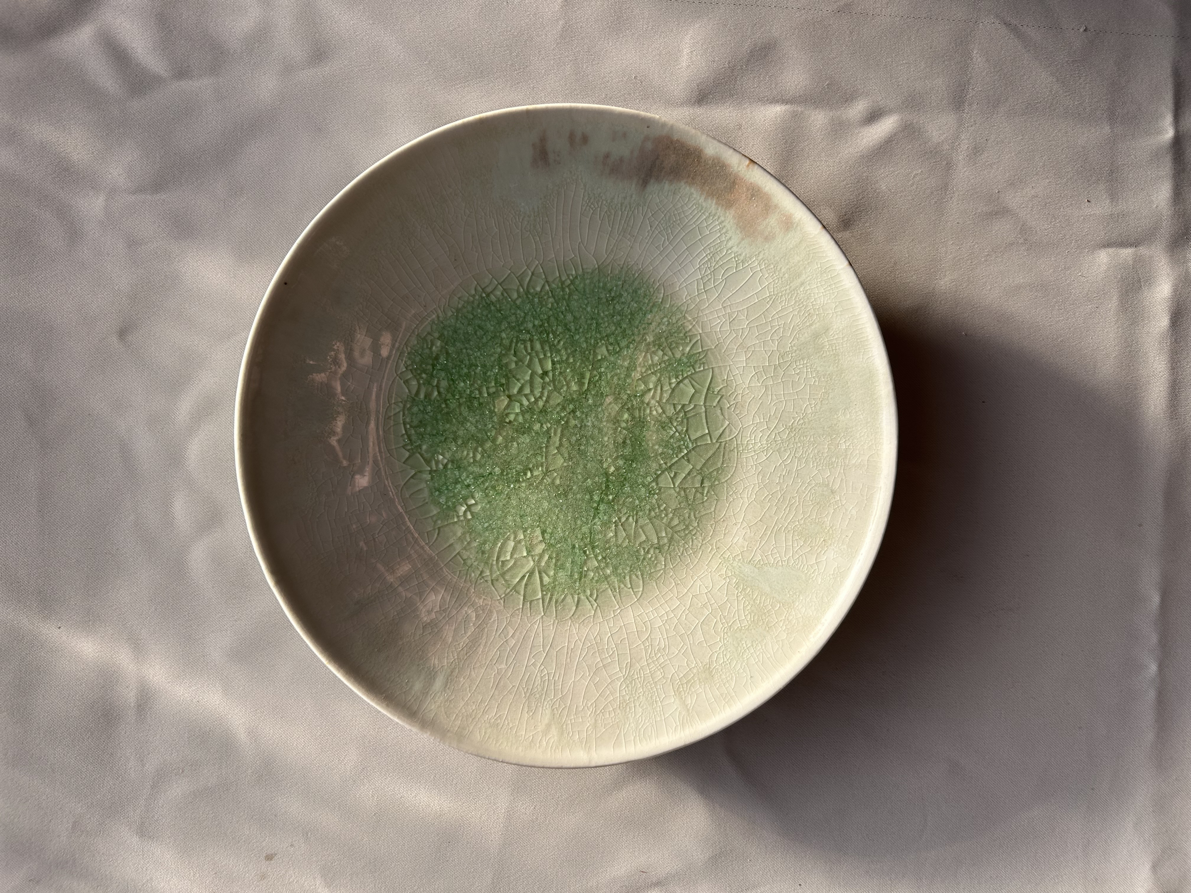 流彩釉皿21cm薄グリーン