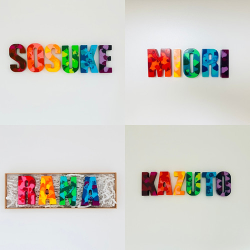 お名前クレヨン／レインボーマーブル／カスタムクレヨン／おしゃれで