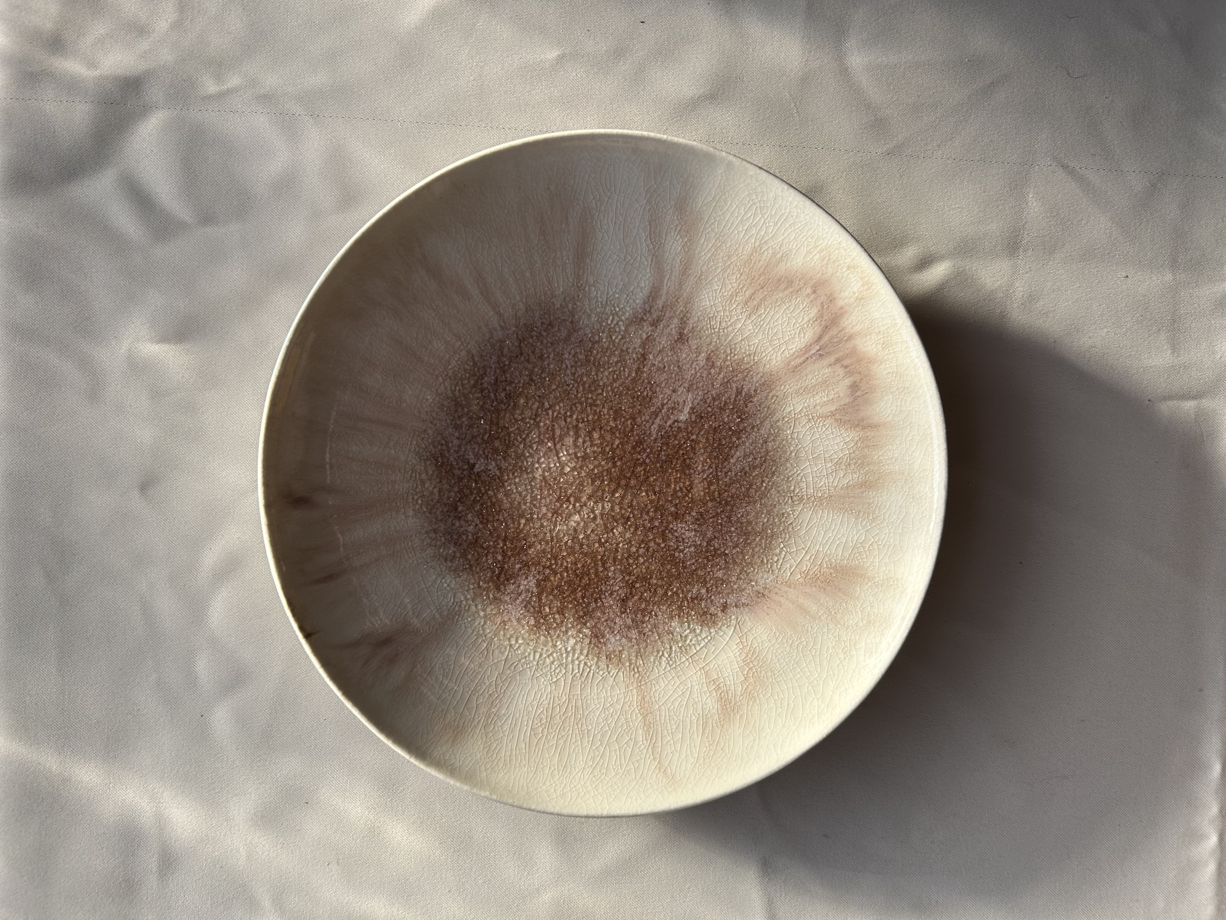 流彩釉皿21cm薄ピンクB