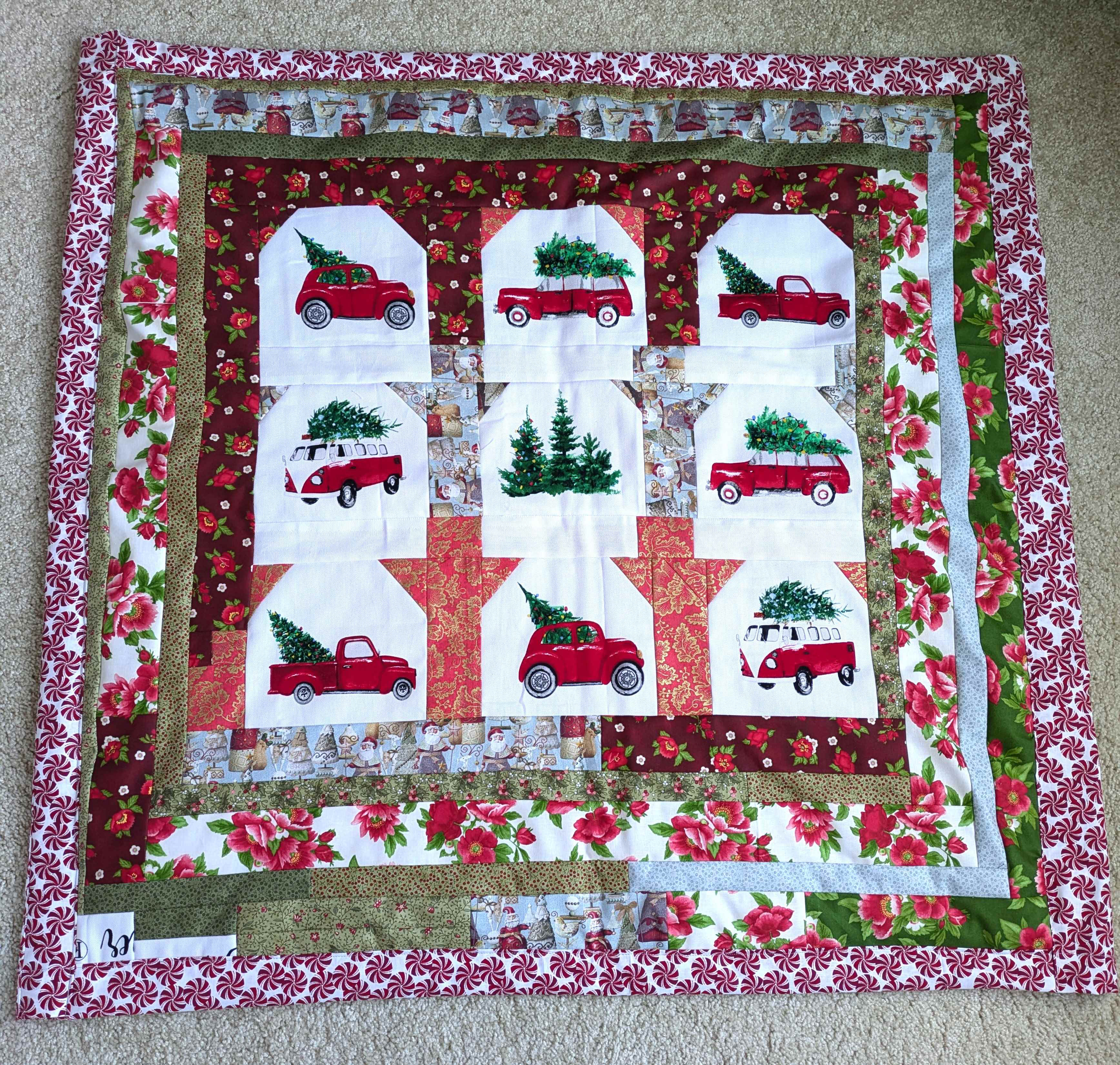 クリスマス柄パネル、パッチワークひざ掛け、ベイビーブランケット