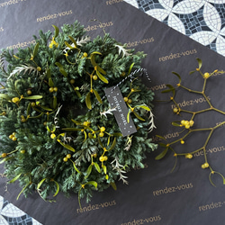 mistletoe wreath : green ヤドリギのリース クリスマスリース ドライ