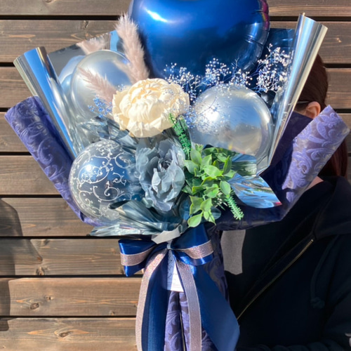 バルーン花束（ネイビー＆シルバー） その他素材 バルーンショップ