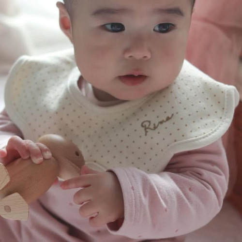 名入れ刺繍 スタイ 360度 よだれかけ 綿 シンプル 赤ちゃん 女の子