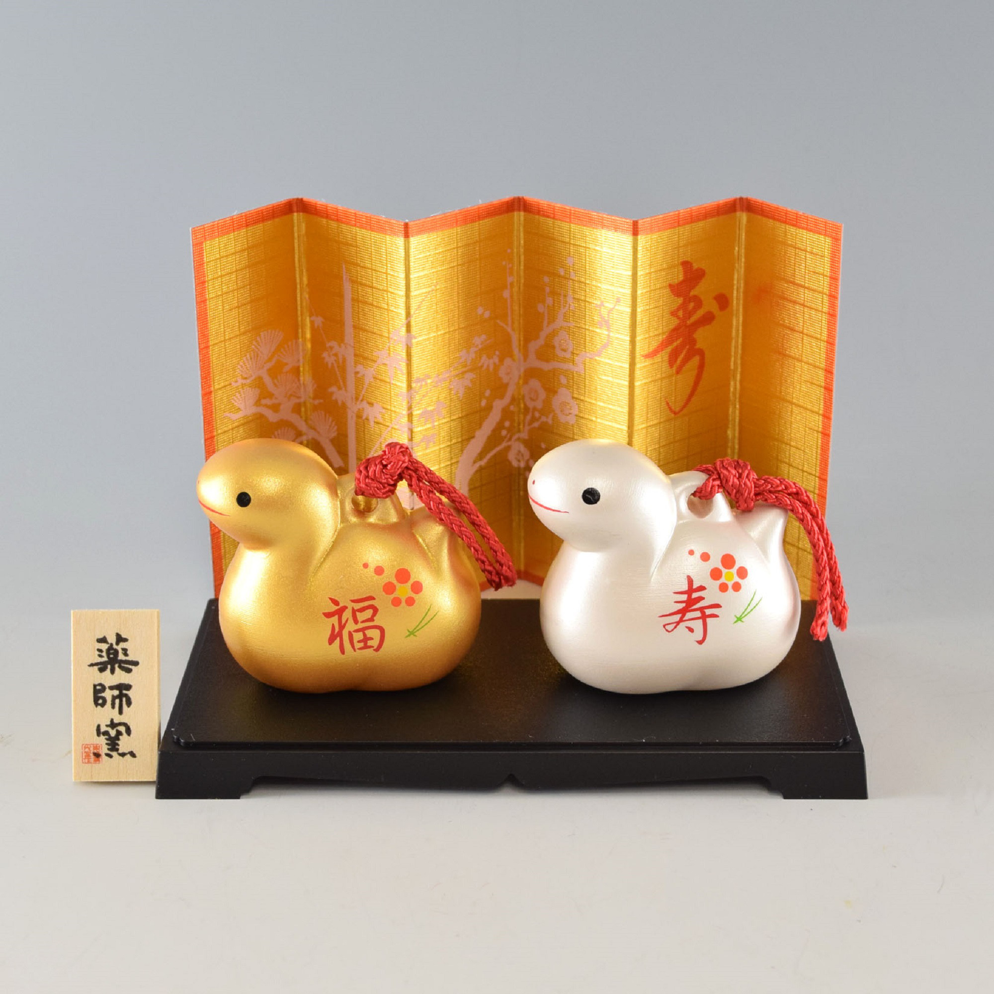 江戸明治時代　月と動物鉄金具　水晶玉根〆　純銀製キセル　重量約125g