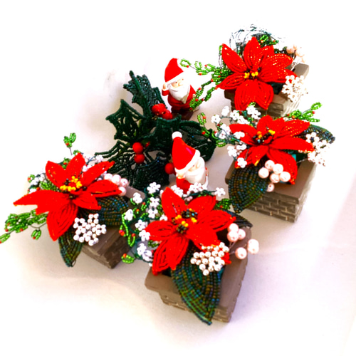miniポインセチア ビーズのお花 ギフトやプレゼントに K12 アート