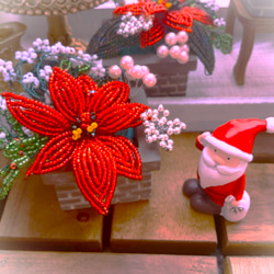 miniポインセチア ビーズのお花 ギフトやプレゼントに K12 アート