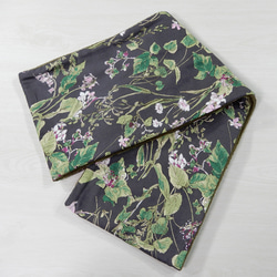 簡単にオシャレしたい！ 二重巻き メルトン フリース リバーシブル スヌード リネン ボタニカル グレー 15枚目の画像