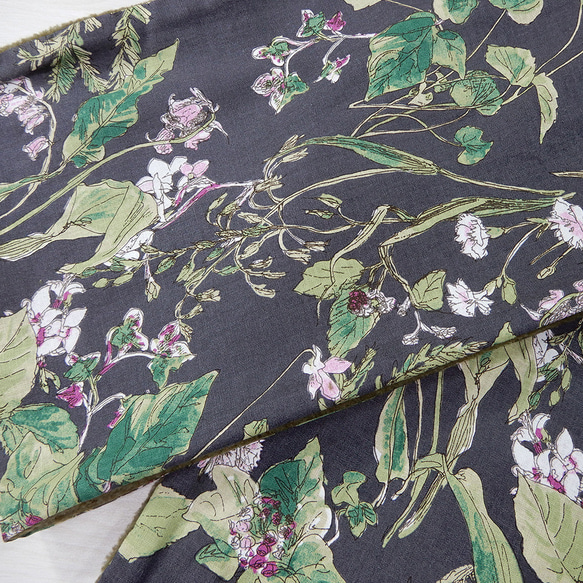 簡単にオシャレしたい！ 二重巻き メルトン フリース リバーシブル スヌード リネン ボタニカル グレー 16枚目の画像