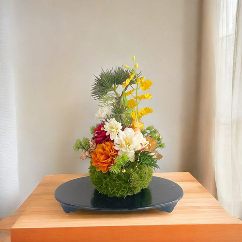 正月アレンジ 新年飾り しめ飾り 鏡餅アレンジ 玄関飾り 造花 門松