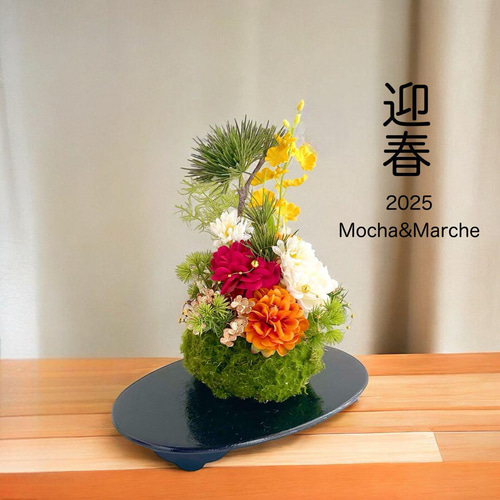 正月アレンジ 新年飾り しめ飾り 鏡餅アレンジ 玄関飾り 造花 門松