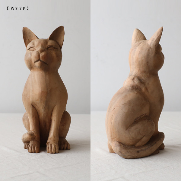 猫　招き猫　天然石　彫刻　オブジェ　置物　インテリア　工芸品　美術品　A3322