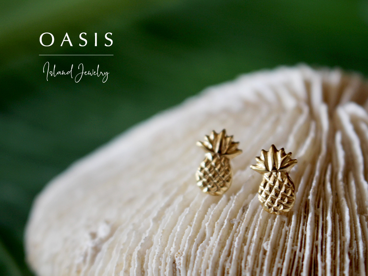 14KGF パイナップル ピアス　＊スタッズピアス