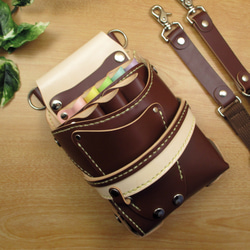 本革 ハンドメイド 9丁差し シザーケース (ダークグリーン×ダーク