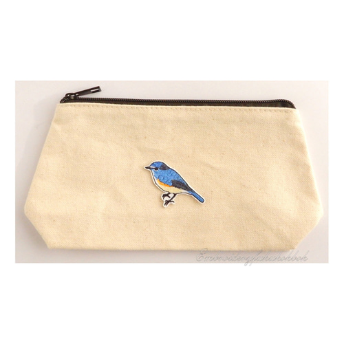 ルリビタキ 刺繍ワッペン 瑠璃鶲 小鳥 野鳥 オス ワッペン・アップリケ