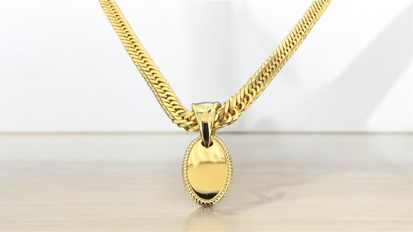 受注生産】K10 喜平用 ペンダント オーバル 10金 無垢 ペンダント