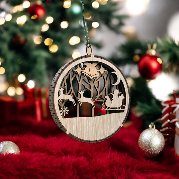 木のぬくもりが感じれる　クリスマス　ウッド　オーナメント「layer」 2枚目の画像