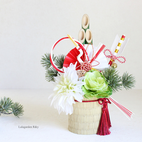 華やか ミニ門松 お正月飾り 迎春 和モダン アレンジメント R&yO68