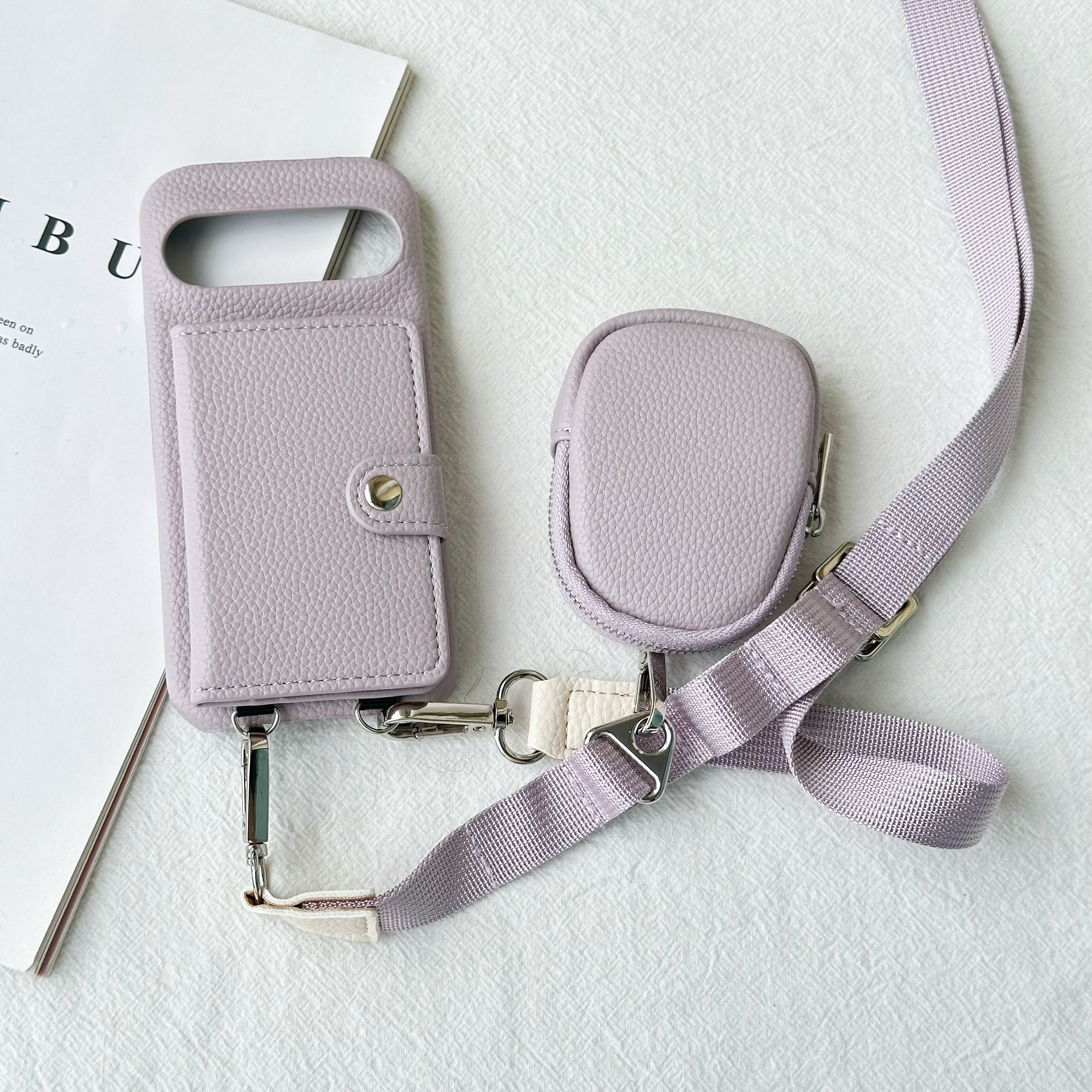 ファスナーポーチ付 Google Pixel 10 9 8 7 6 ケース ナイロン ショルダー ストラップ カード収納