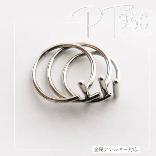 Pt950（片耳）純プラチナラインピアス Pt950 開口式のT字型