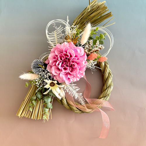 手作りキット＊特別価格＊3way＊花で飾るしめ縄お正月飾り＊取り外し