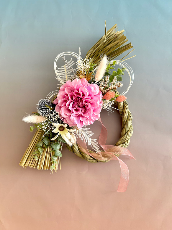 手作りキット＊特別価格＊3way＊花で飾るしめ縄お正月飾り＊取り外し