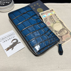 クアトロガッティ デニム染め ワニ革　長財布 14b7de19ecb5c988edeb39293c429e