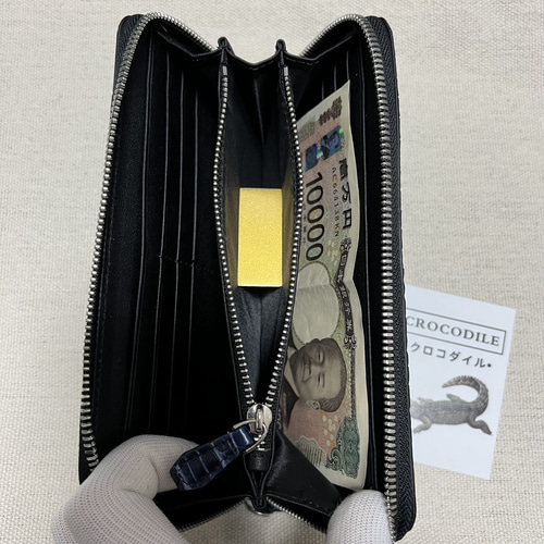 一枚革 最高級藍染めクロコダイル長財布 デニムのよう ワニ革 鰐革 長