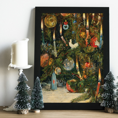 クリスマスツリーアートポスター☆蝋燭子供部屋人形絵本メルヘン