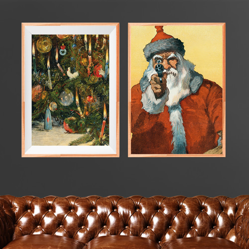 クリスマスツリーアートポスター☆蝋燭子供部屋人形絵本メルヘン