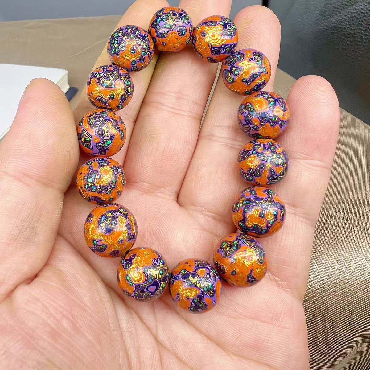 腕輪 【美品】漆塗り　金箔　銀箔　ブレスレット 木製漆塗 会津塗 バングル