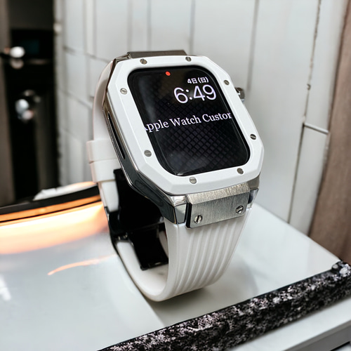 Apple Watchカバーケースアップルウォッチラバーバンドベルトホワイト