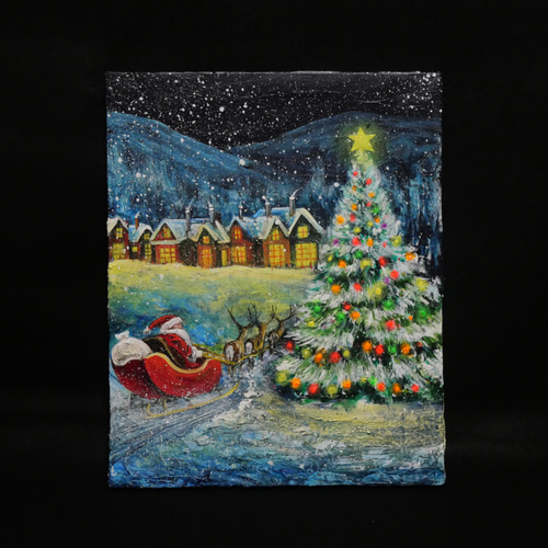 油絵 油彩 油彩画 絵 絵画 【Merry Christmas】 絵画 HR 通販